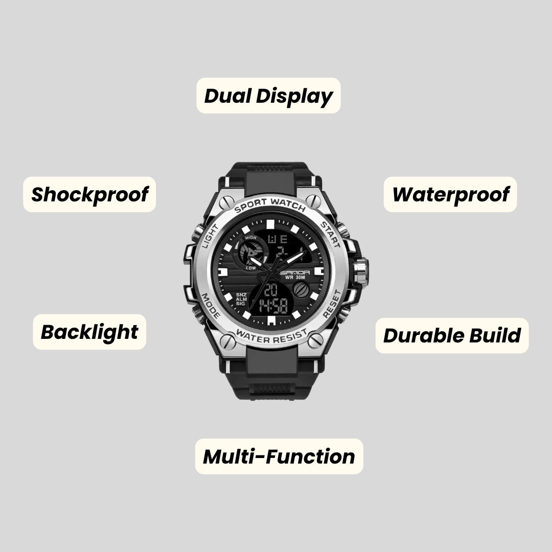 Rugged Dual Display Sport Watch - Built for the Bold