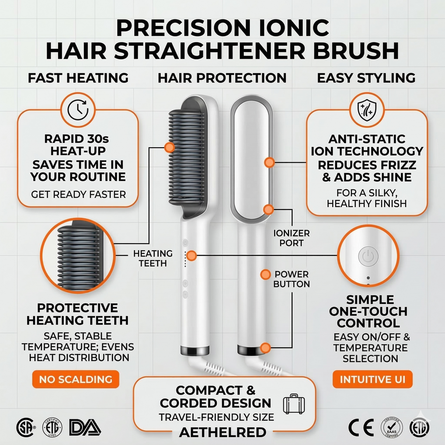 2 in 1 Electric Hair Straightening Brush & Curler