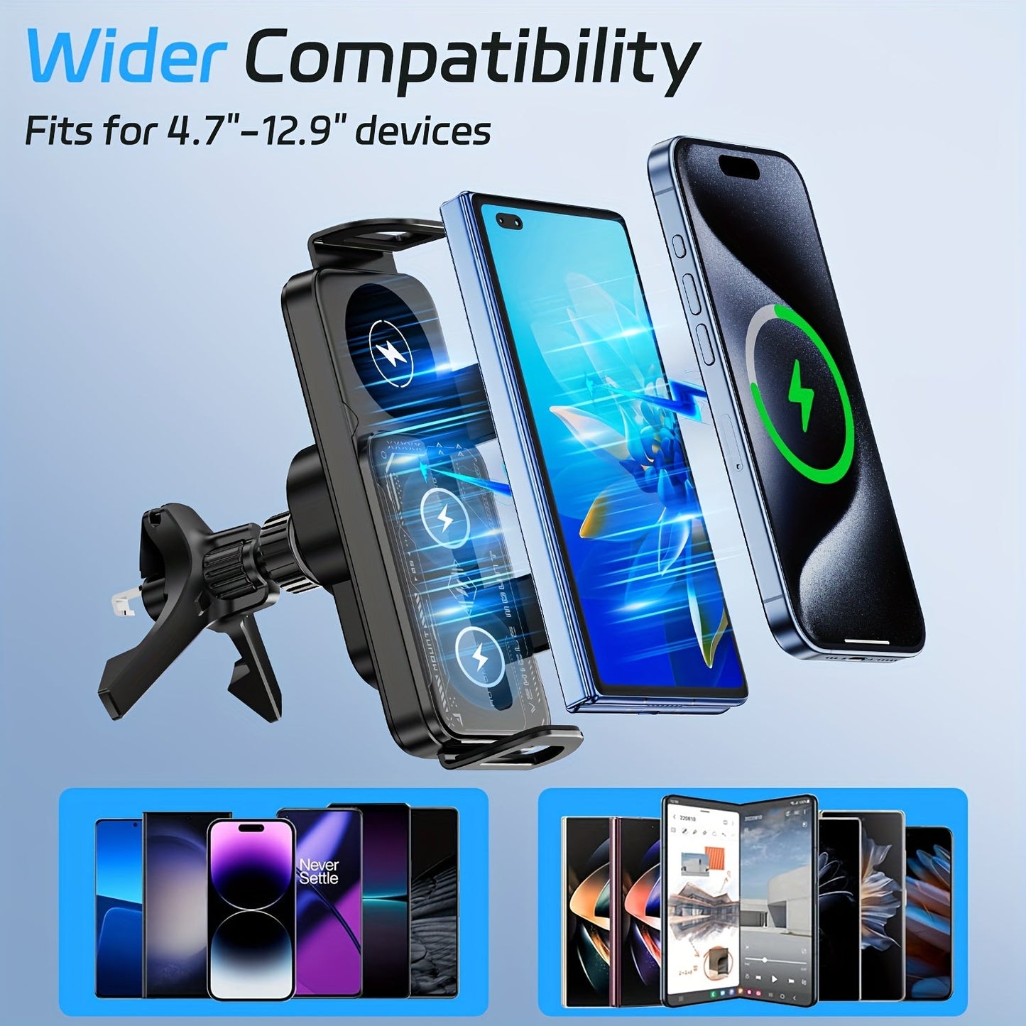 🚗 SmartSense™ Wireless Car Mount – Intelligent Induction Charging & Auto-Clamp