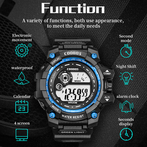 Coobos® Men's LED Luminous Digital Military Wristwatch