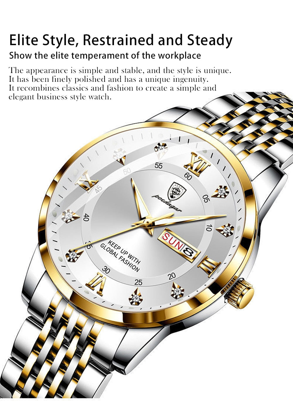 POEDAGAR® Men's Luxury Watch Stainless Steel