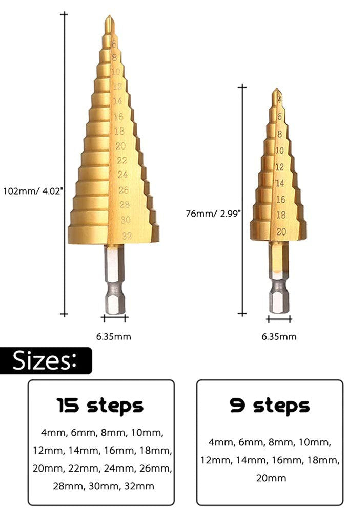 Hex Titanium Step Cone Drill Bit Hole Cutter HHS