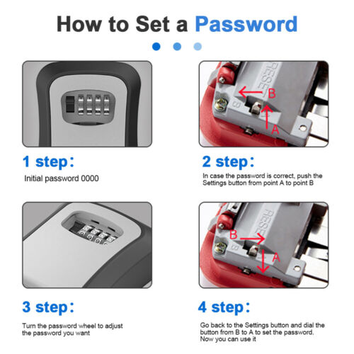 4-Digit wall-mounted key storage security lock