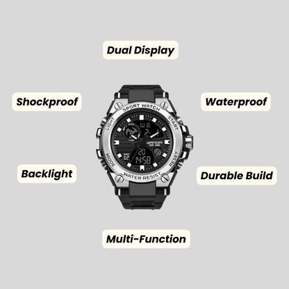 Rugged Dual Display Sport Watch - Built for the Bold