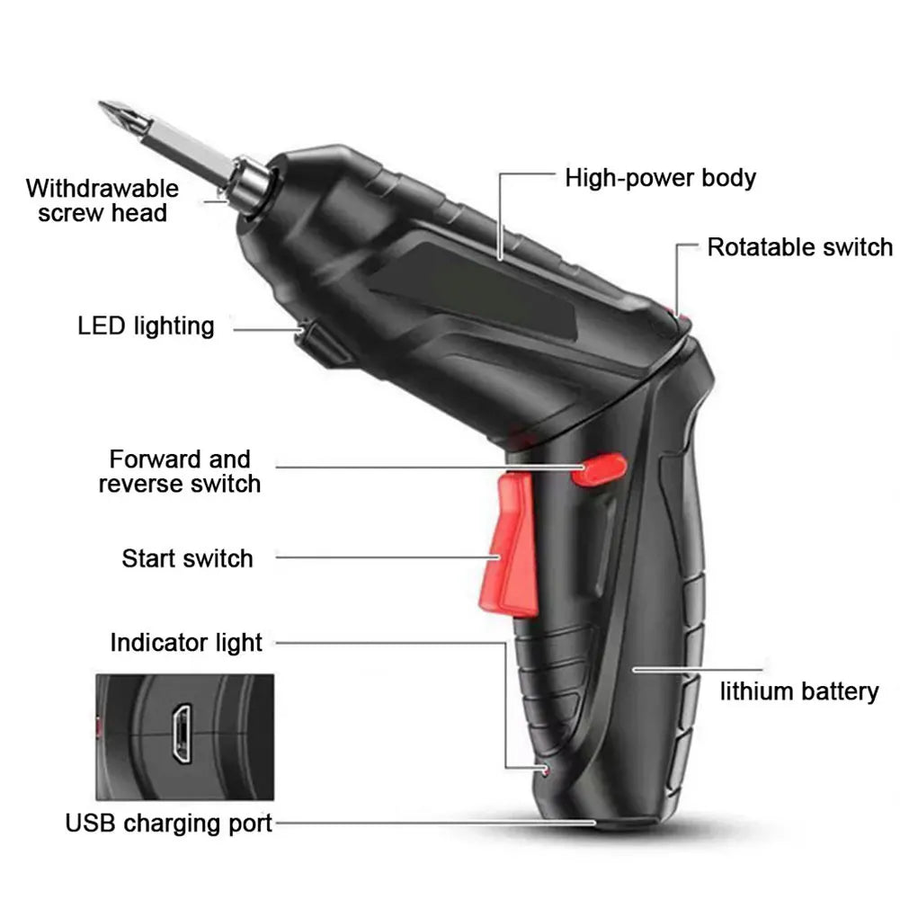 Mini portable cordless electrical screwdriver