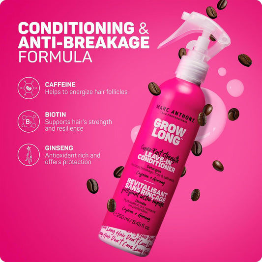 Marc Anthony, Grow Long, Super Fast Strength, Leave-in Conditioner, Caffeine + Ginseng, 8.4 fl oz (250 ml)