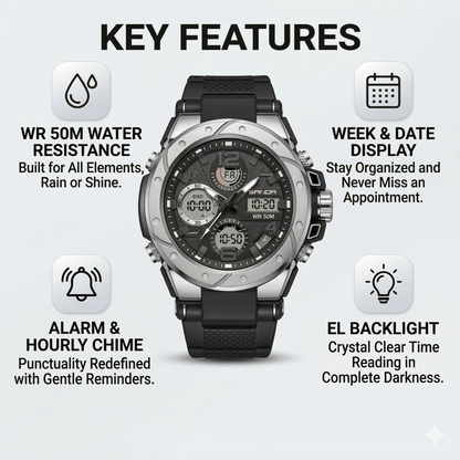 Rugged Dual Display Sport Watch - Built for the Bold