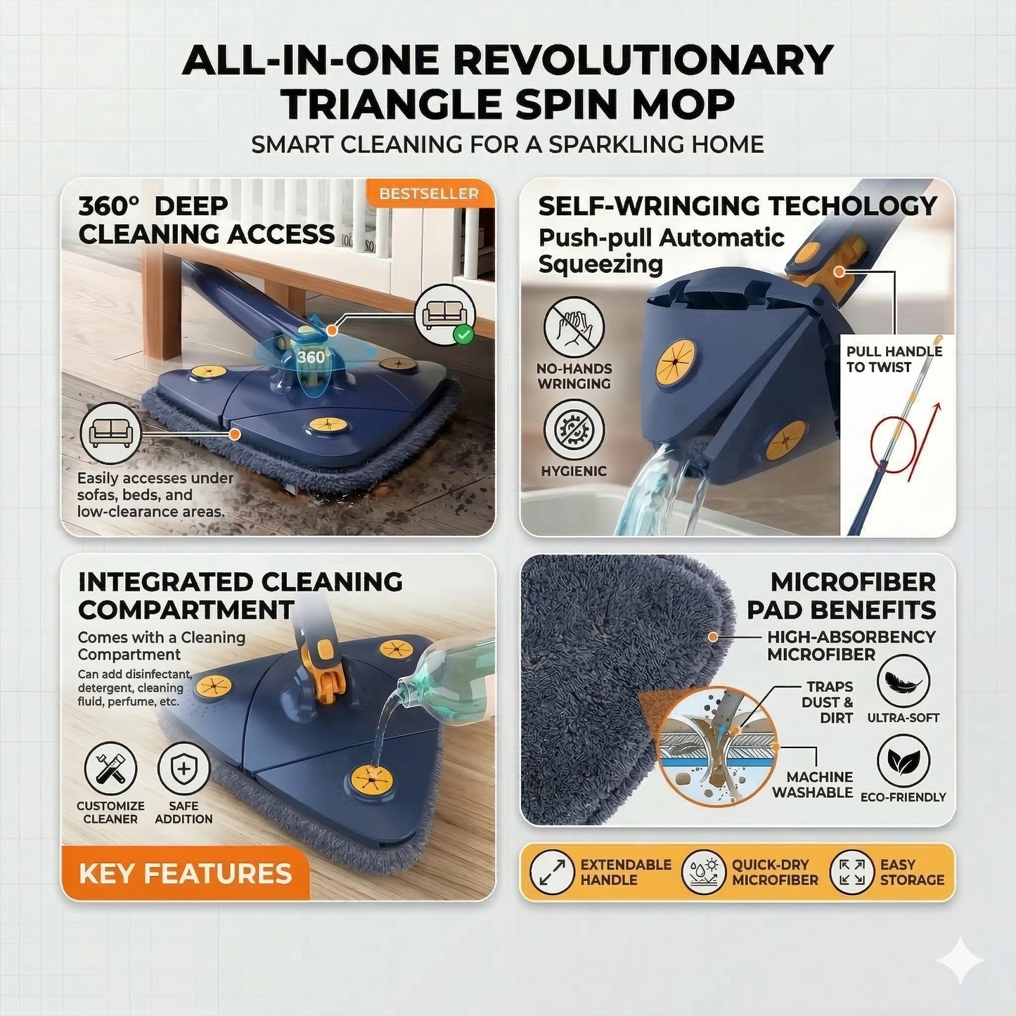 Tri-Flex™ Smart Cleaning Mop