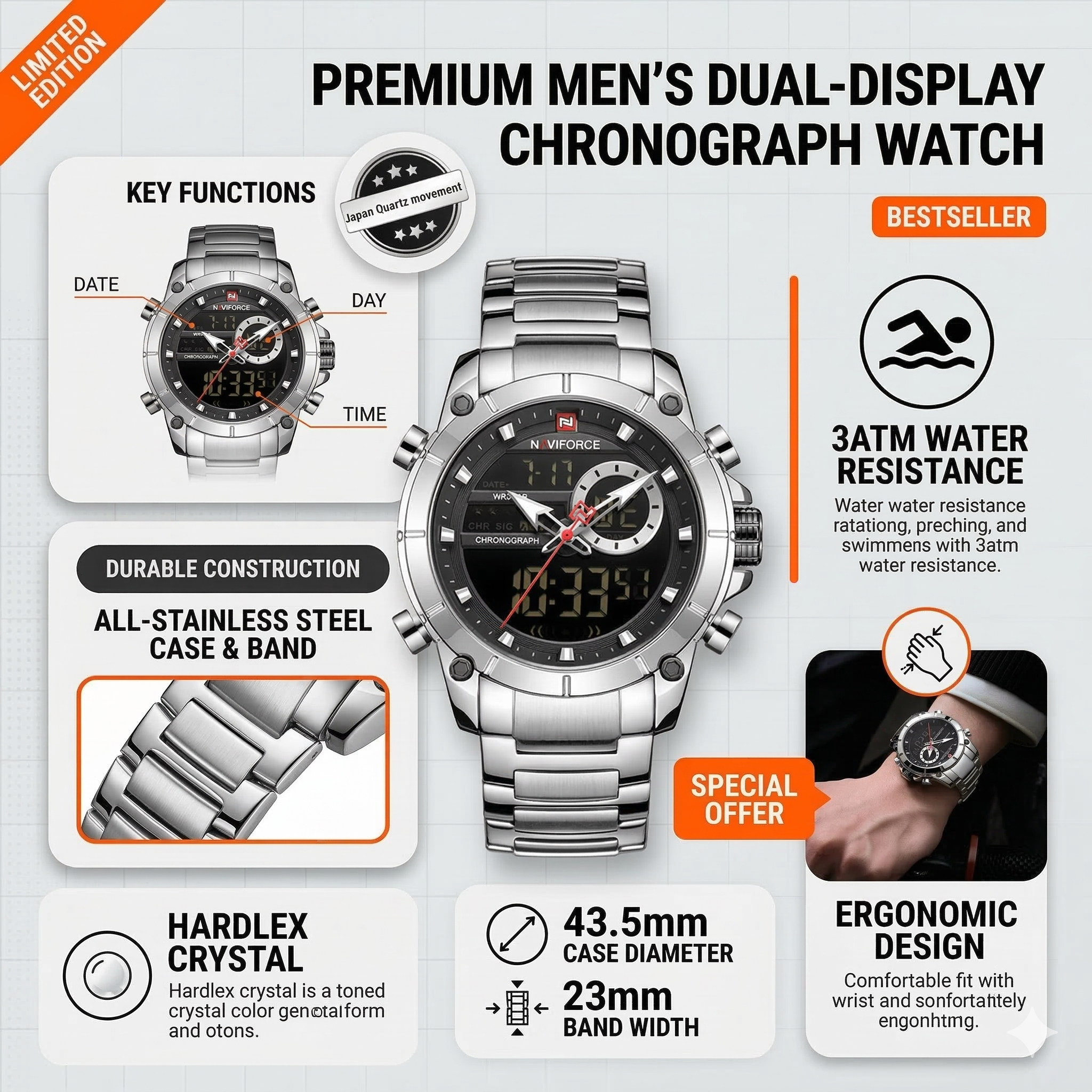NAVIFORCE Dual Display Watch
