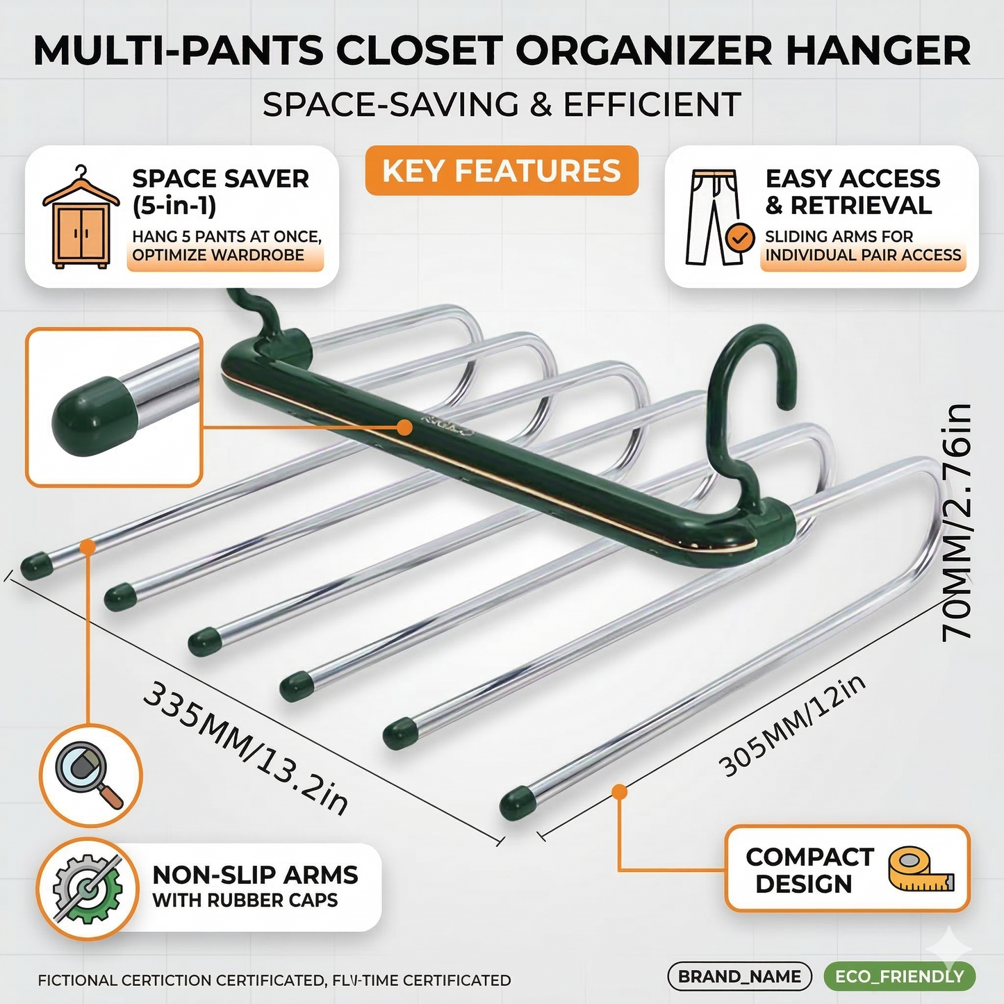 SmartFold™ 5-in-1 Heavy-Duty Pants Hanger
