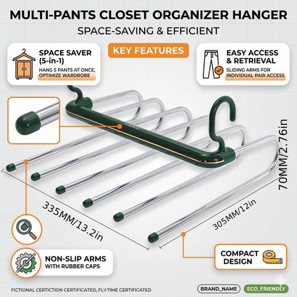 SmartFold™ 5-in-1 Heavy-Duty Pants Hanger