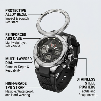 Rugged Dual Display Sport Watch - Built for the Bold