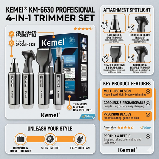 Kemei 4-in-1 Precision Trimmer - Groom Like a Pro