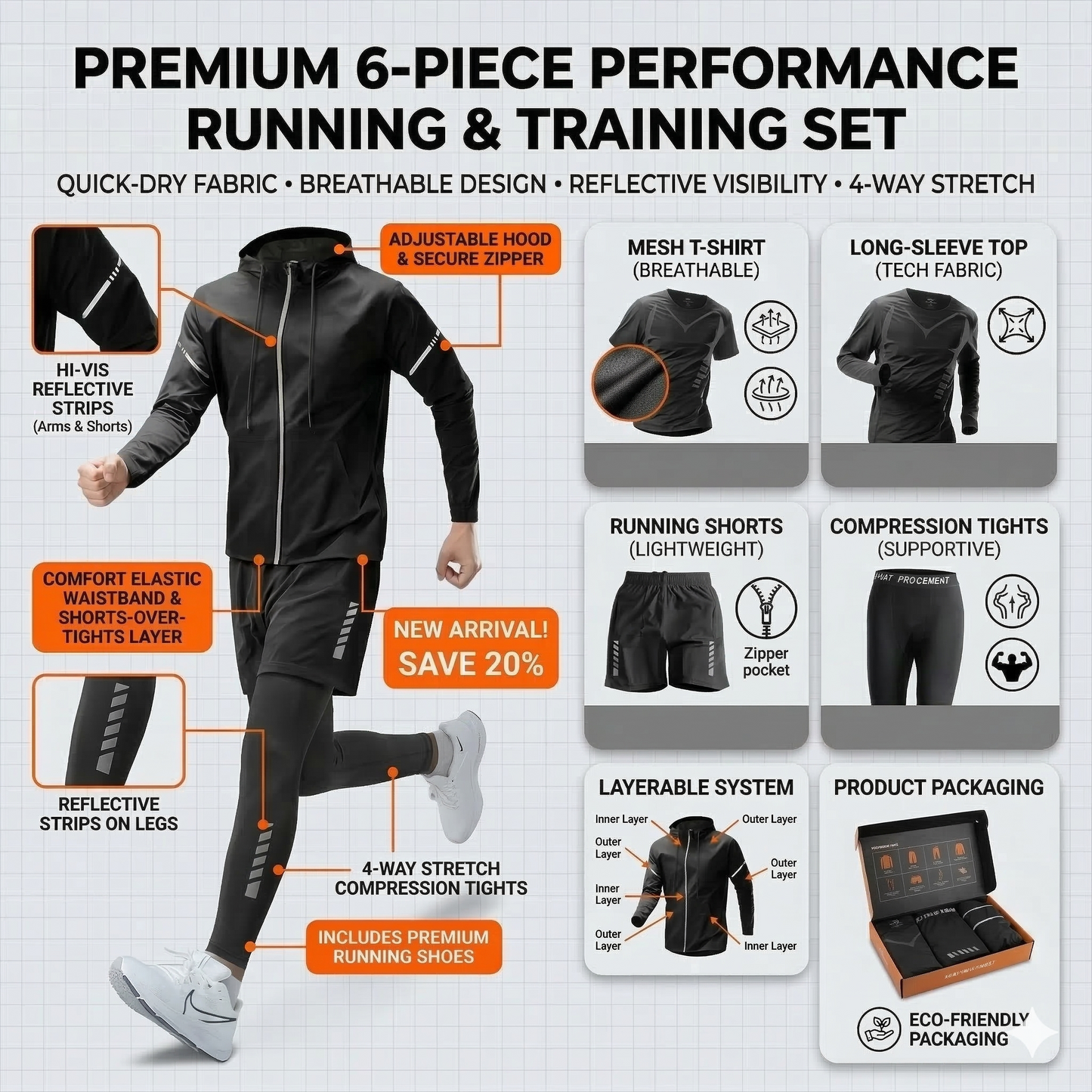 Premium 5-Piece Men's Athletic Sportswear
