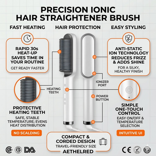 2 in 1 Electric Hair Straightening Brush & Curler