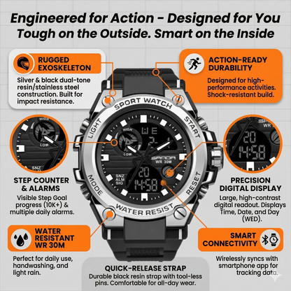 Rugged Dual Display Sport Watch - Built for the Bold
