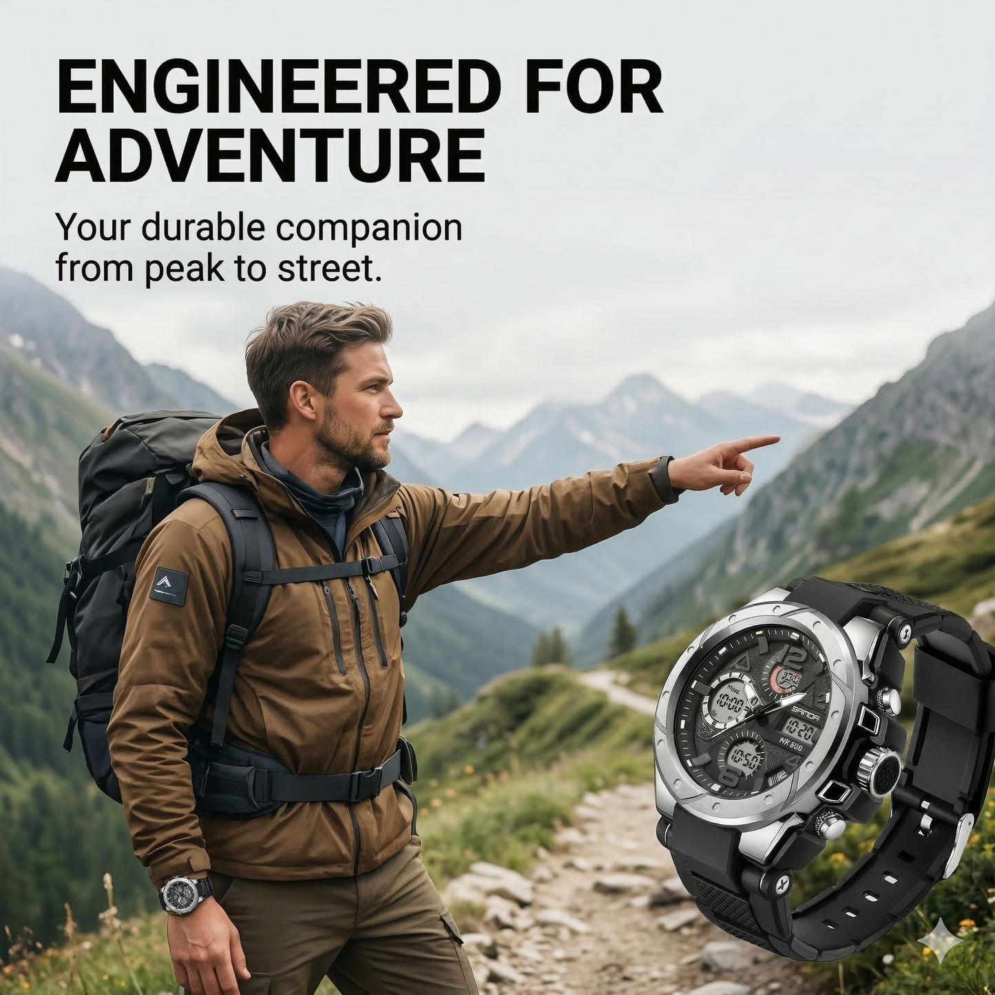 Rugged Dual Display Sport Watch - Built for the Bold