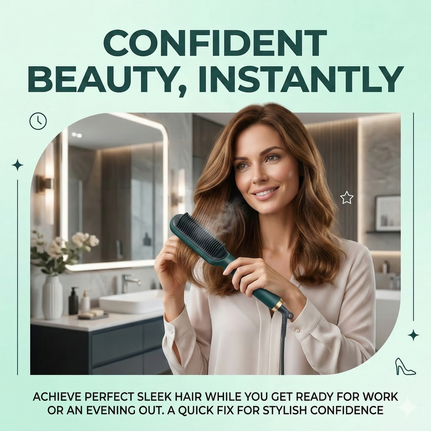 2 in 1 Electric Hair Straightening Brush & Curler