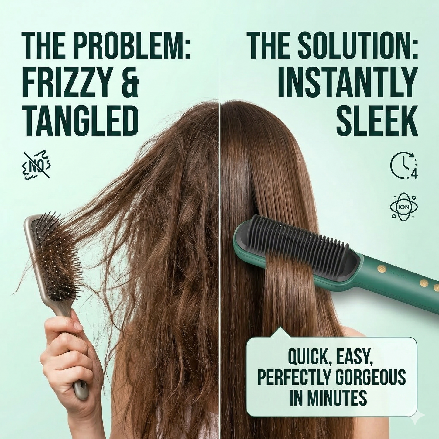 2 in 1 Electric Hair Straightening Brush & Curler