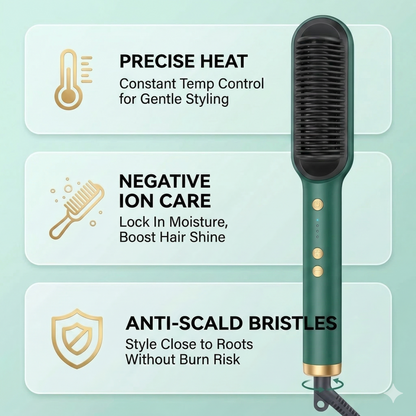 2 in 1 Electric Hair Straightening Brush & Curler