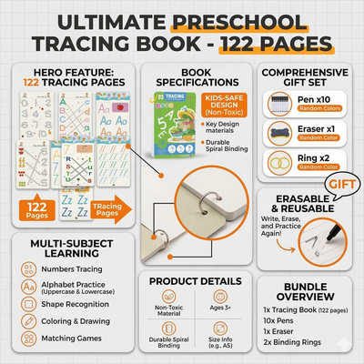 Draw & Learn™ – 122 Pages of Reusable Writing Practice Copybook