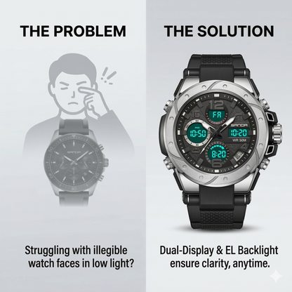 Rugged Dual Display Sport Watch - Built for the Bold