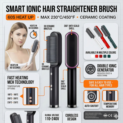 Electric Hair Straightener Comb with Negative Ion Anti-Scalding