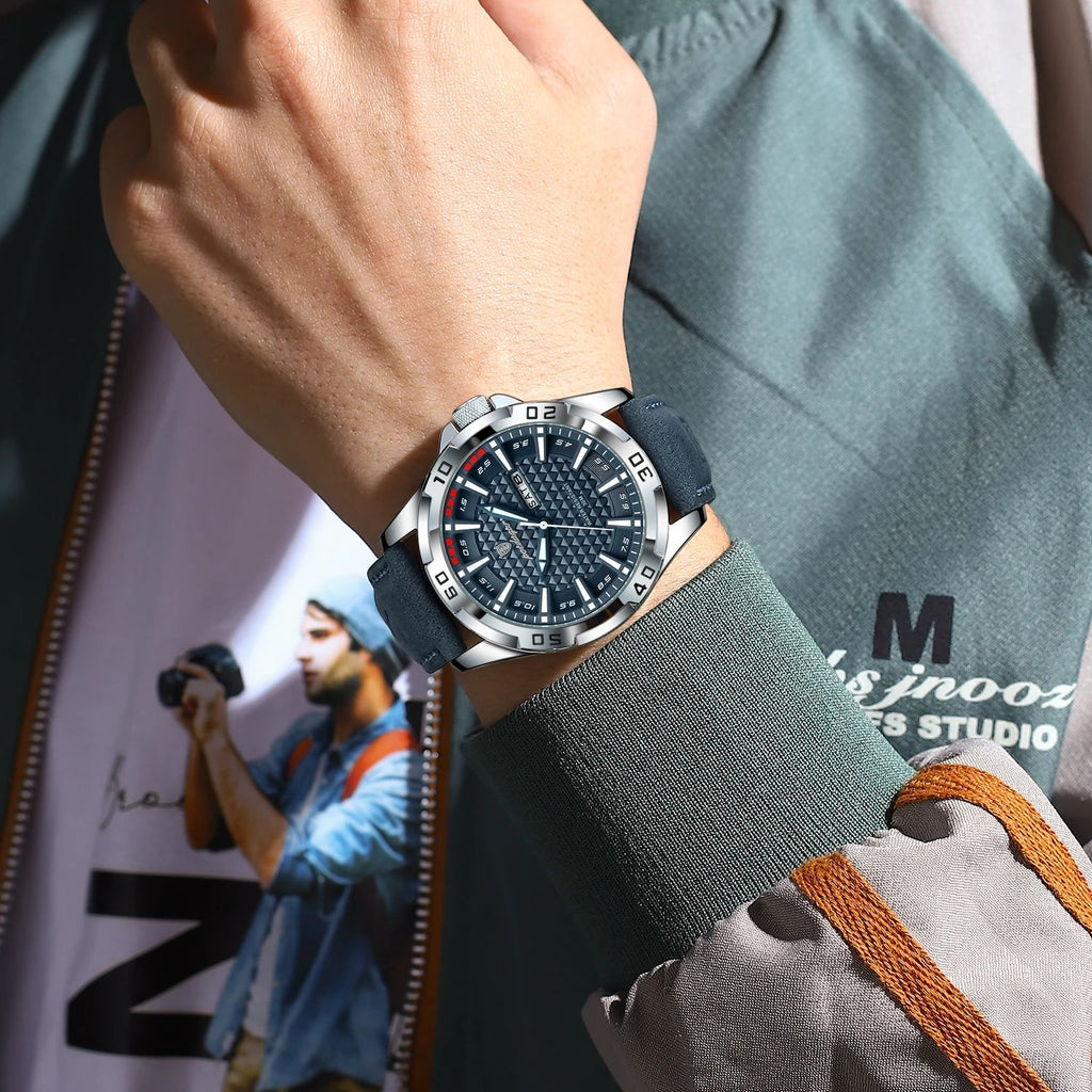POEDAGAR Original Men Luxury Watch with Soft Leather Strape