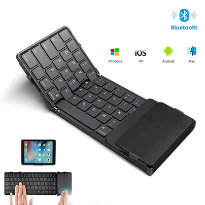 Foldable keyboard with Bluetooth connectivity on a white background