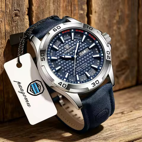 POEDAGAR Original Men Luxury Watch with Soft Leather Strape