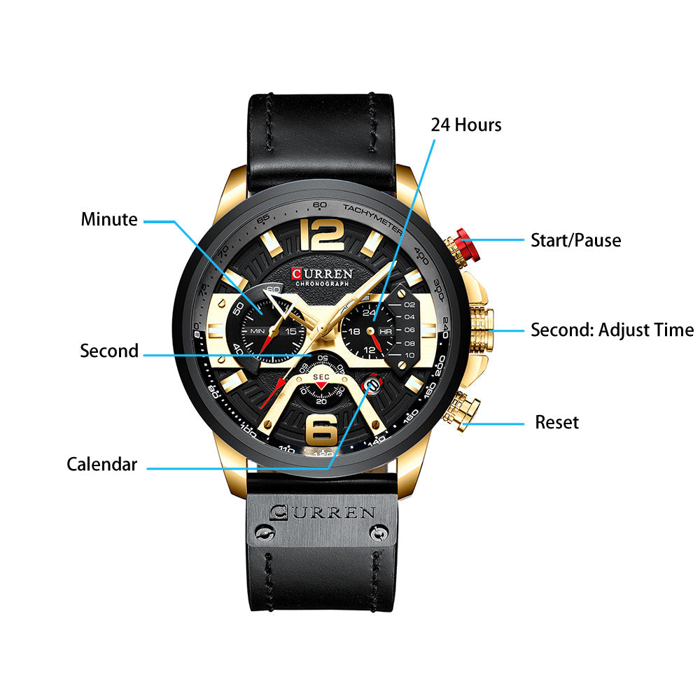 CURREN Luxury Military Leather Wristwatch