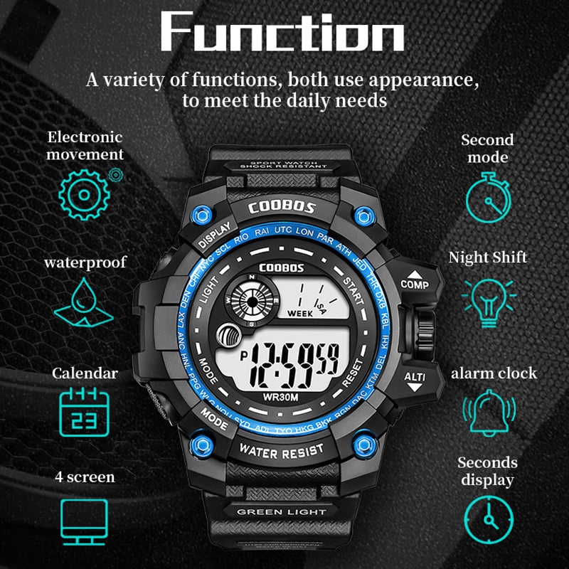 Coobos® Men's LED Luminous Digital Military Wristwatch