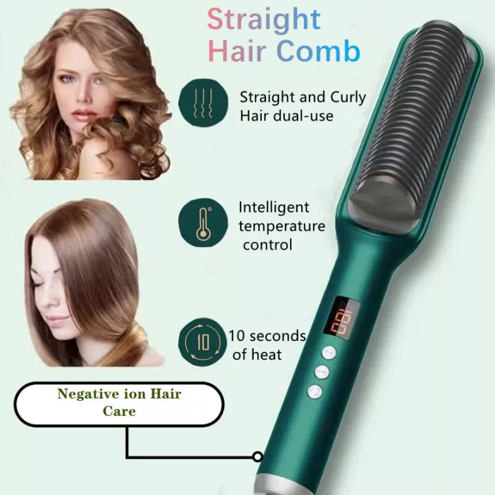 2 in 1 Electric Hair Straightening Brush & Curler