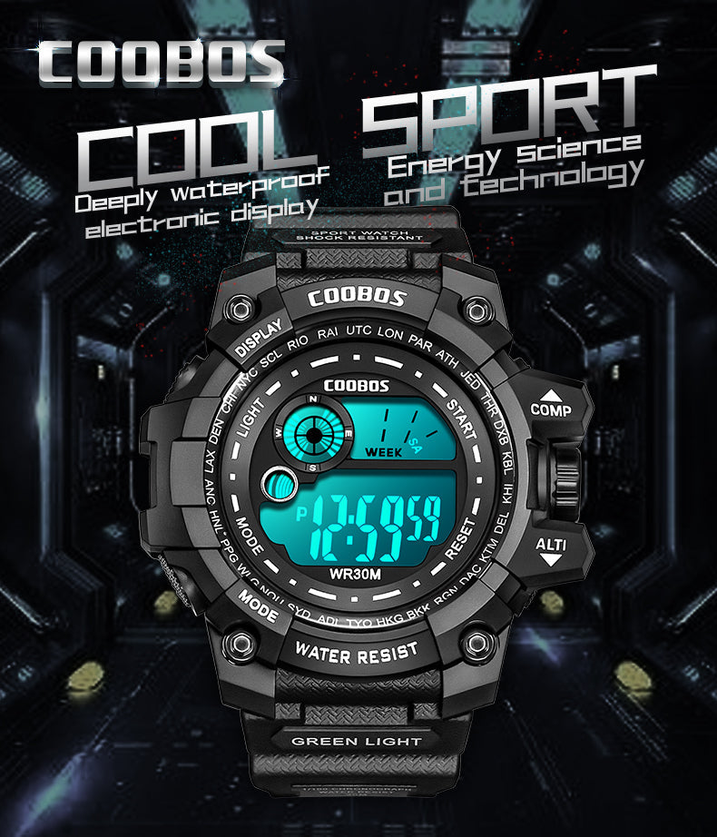 Coobos® Men's LED Luminous Digital Military Wristwatch