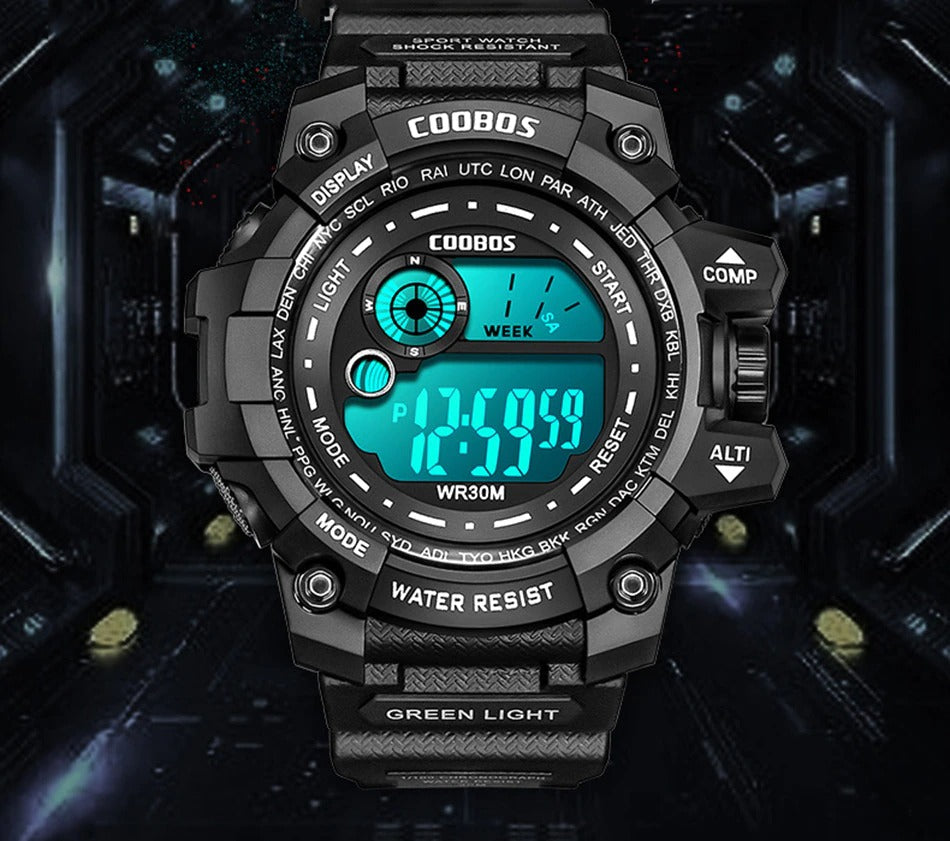 Coobos® Men's LED Luminous Digital Military Wristwatch