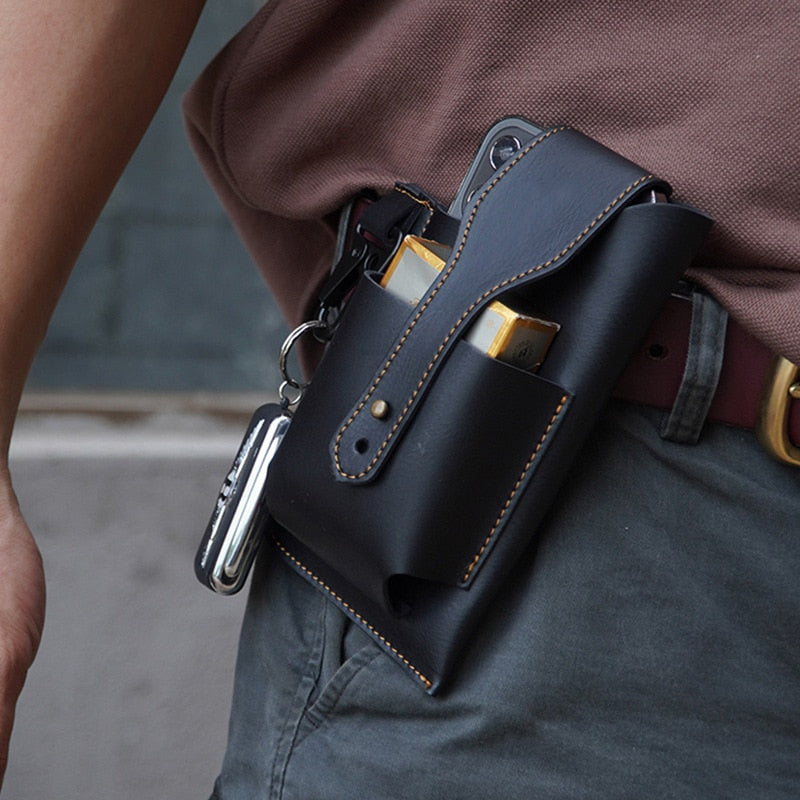 Multifunctional Retro Belt Waist Leather Men's Bag