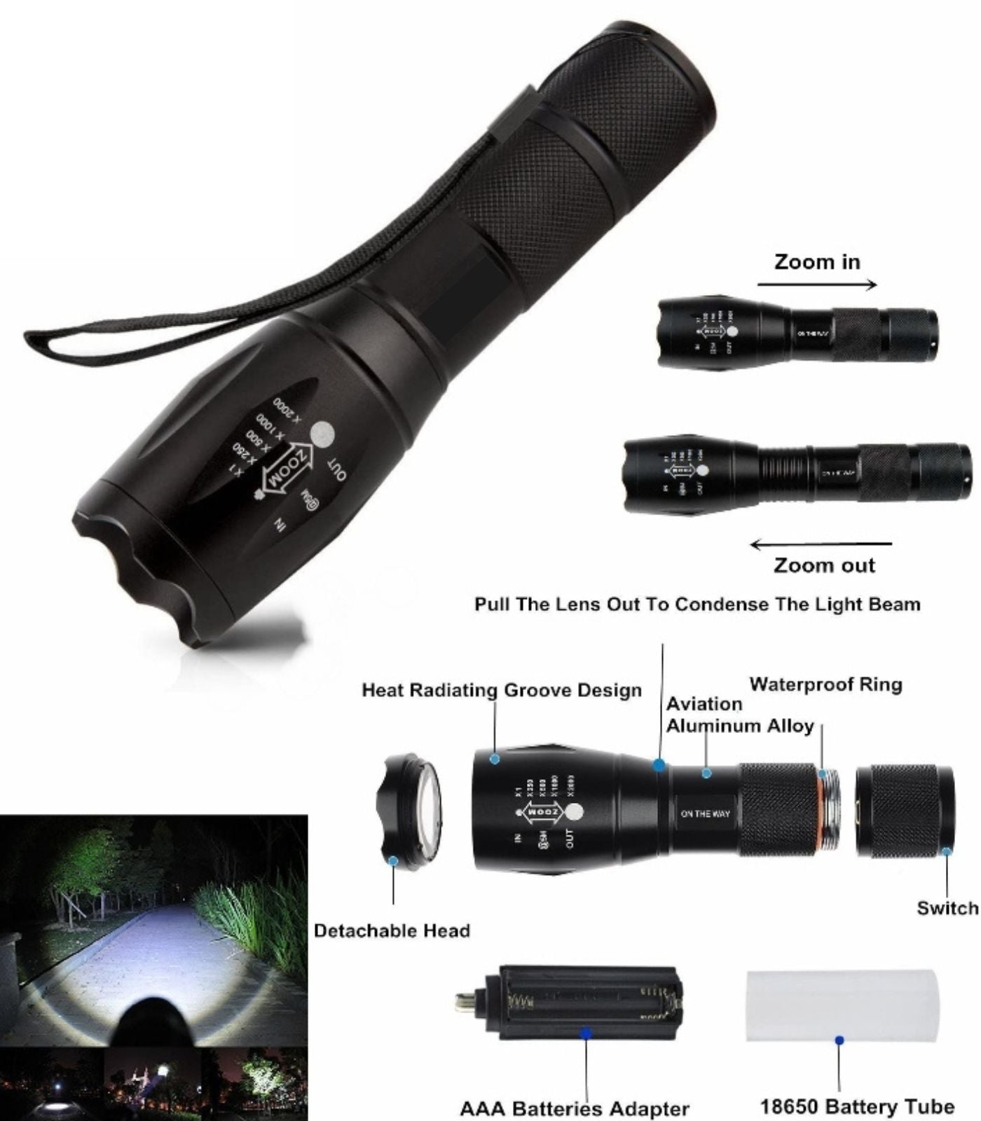 A100 outdoor LED mini flashlight T6