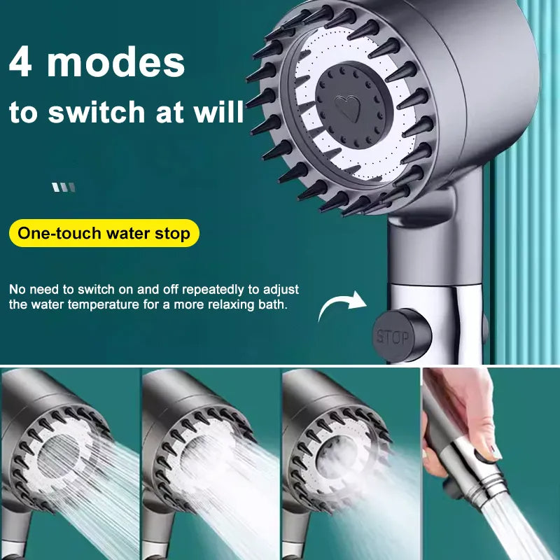 4 Mode High-Pressure Shower Head