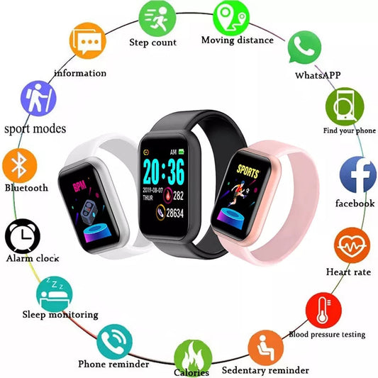 Y68 Smart Watch Heart Rate Blood Pressure & oxygen level